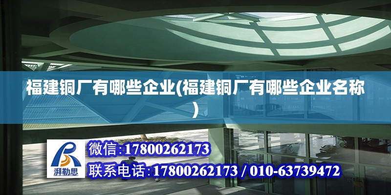 福建銅廠有哪些企業(yè)(福建銅廠有哪些企業(yè)名稱)