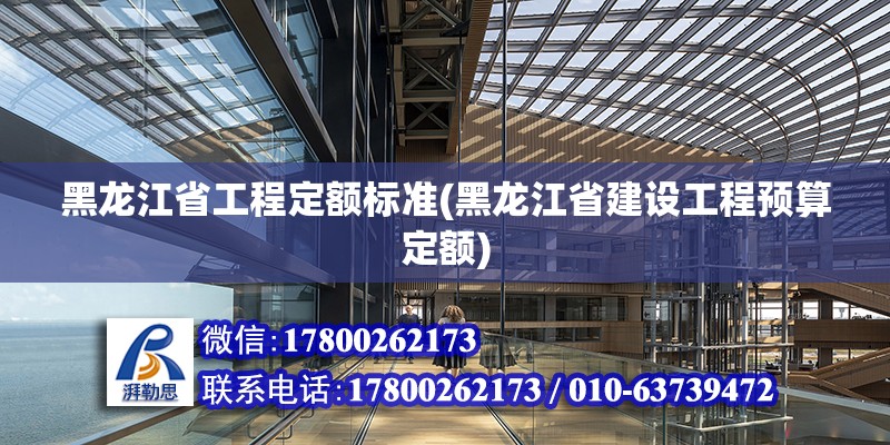 黑龍江省工程定額標(biāo)準(zhǔn)(黑龍江省建設(shè)工程預(yù)算定額)