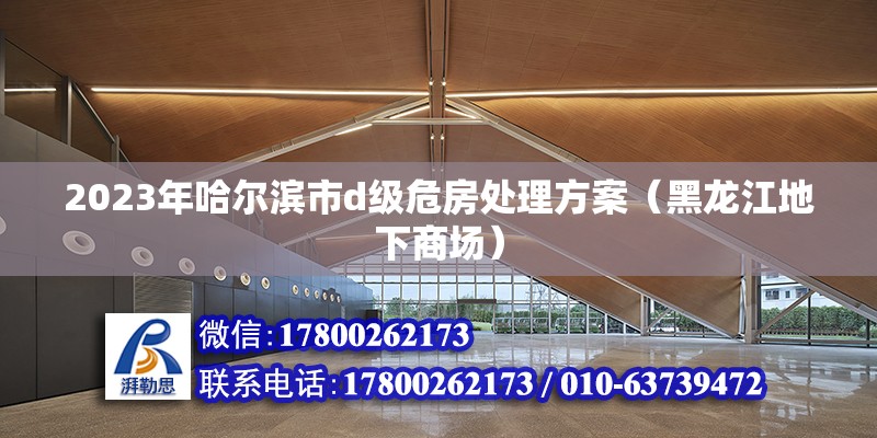 2023年哈爾濱市d級危房處理方案（黑龍江地下商場） 北京鋼結(jié)構(gòu)設(shè)計(jì)