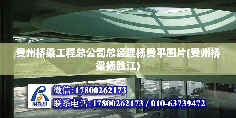 貴州橋梁工程總公司總經(jīng)理楊貴平圖片(貴州橋梁楊勝江) 結構工業(yè)鋼結構施工