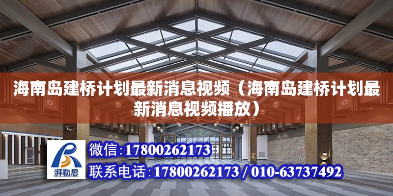 海南島建橋計劃最新消息視頻（海南島建橋計劃最新消息視頻播放）