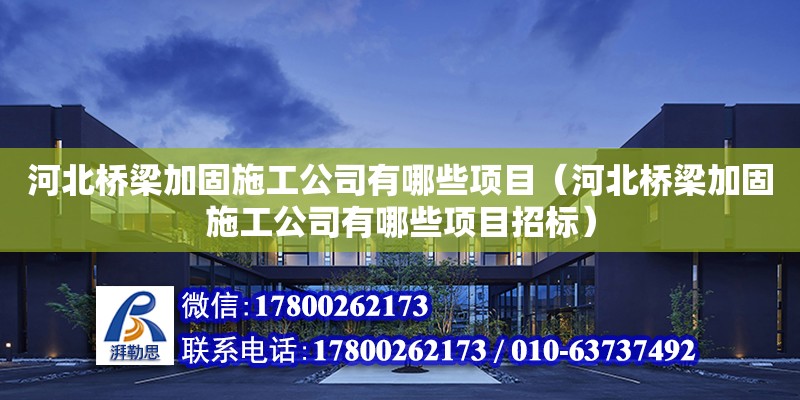 河北橋梁加固施工公司有哪些項目（河北橋梁加固施工公司有哪些項目招標）