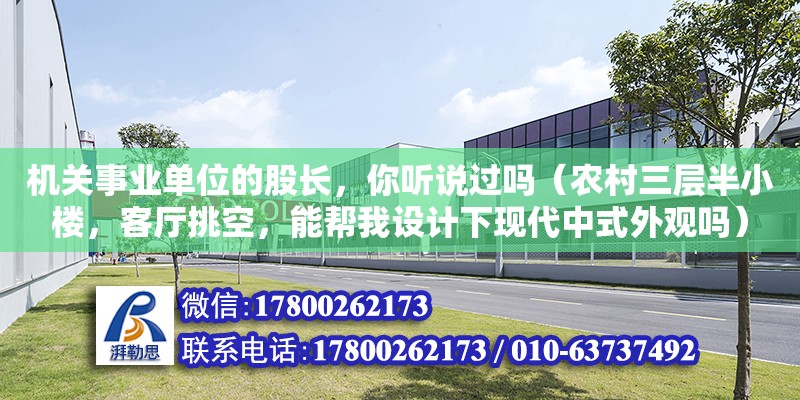 機關事業(yè)單位的股長，你聽說過嗎（農(nóng)村三層半小樓，客廳挑空，能幫我設計下現(xiàn)代中式外觀嗎）