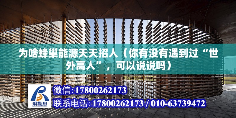 為啥蜂巢能源天天招人（你有沒有遇到過“世外高人”，可以說說嗎）