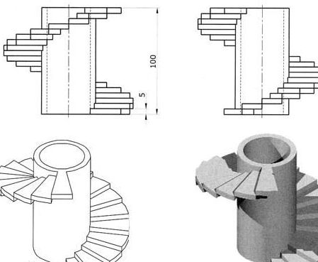 螺旋樓梯剖面圖（cad繪圖教程螺旋樓梯剖面圖參數(shù)詳解螺旋樓梯剖面圖）