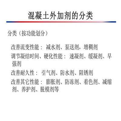 國內(nèi)外各種混凝土外加劑種類（各種混凝土外加劑的種類及其主要功能）