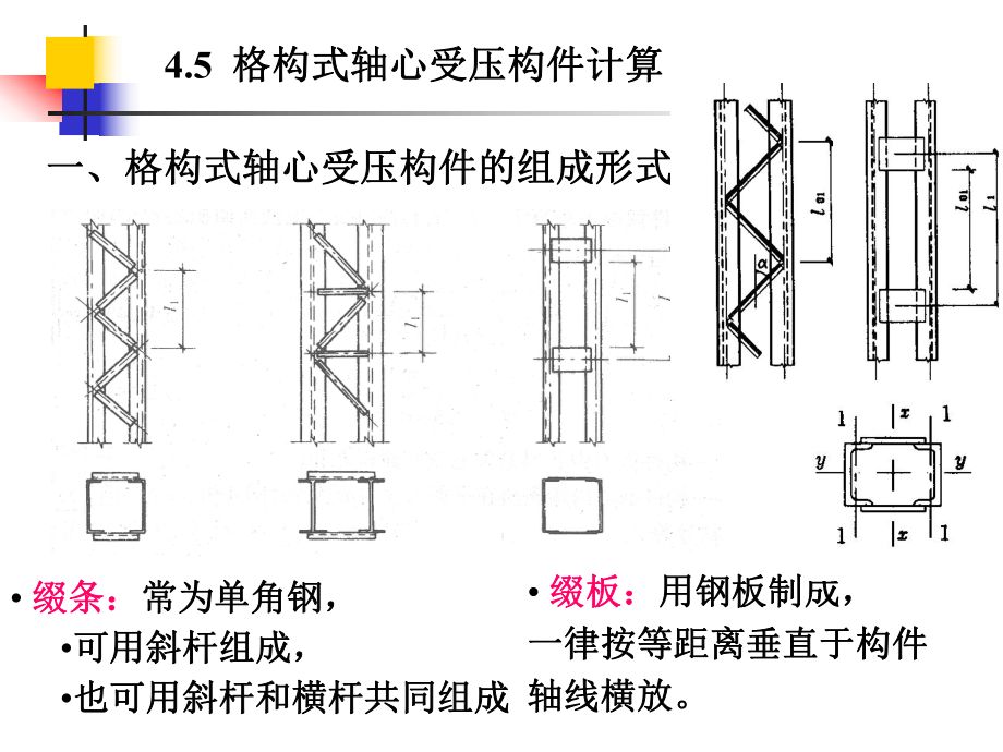 軸心受壓綴條柱,兩端鉸接